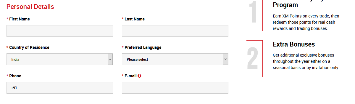 XM Broker Account Registration Details