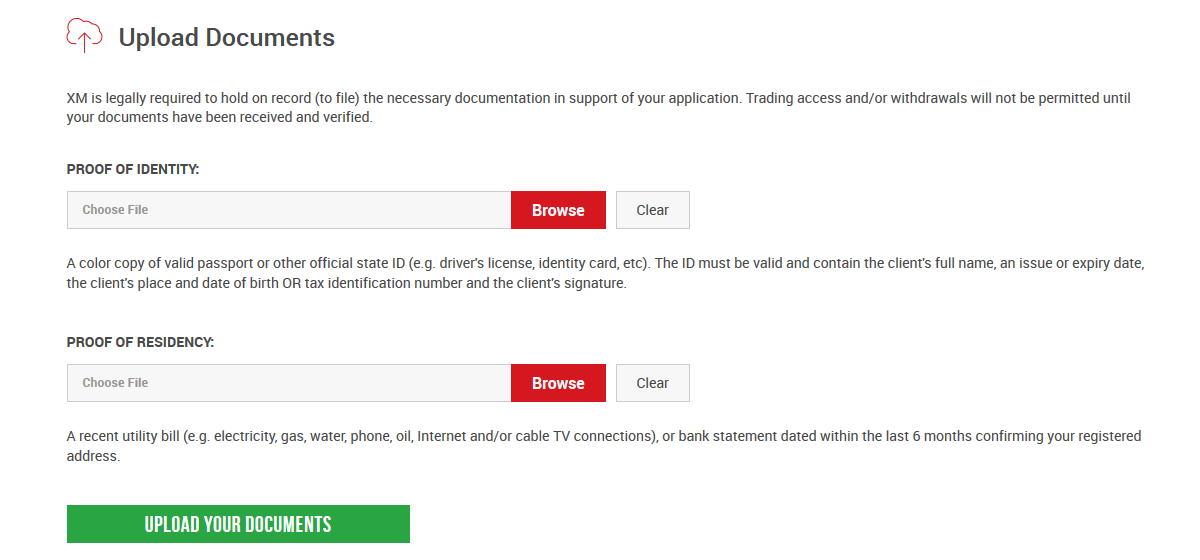 Verify account with XM
