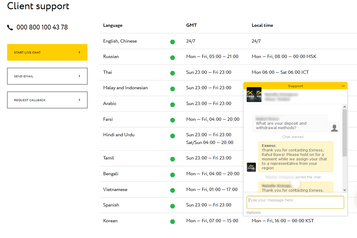 Exness Customer Support