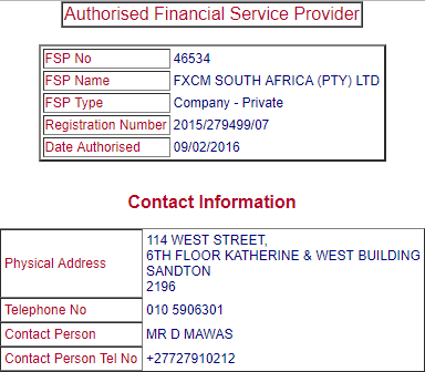 FXCM regulated with FSCA