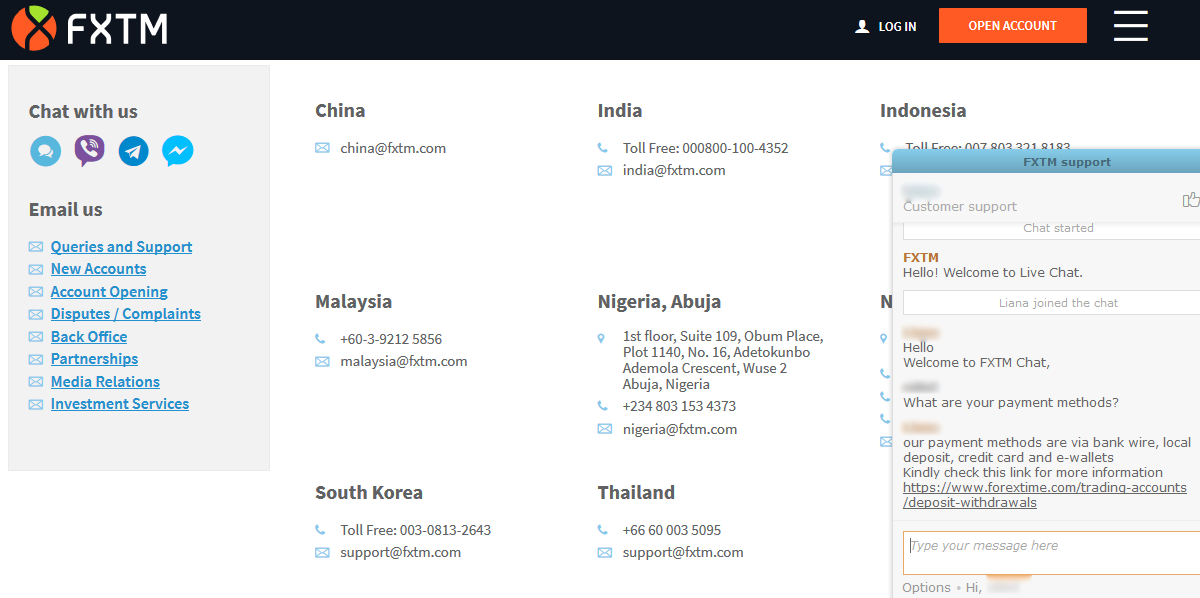 FXTM Customer Support