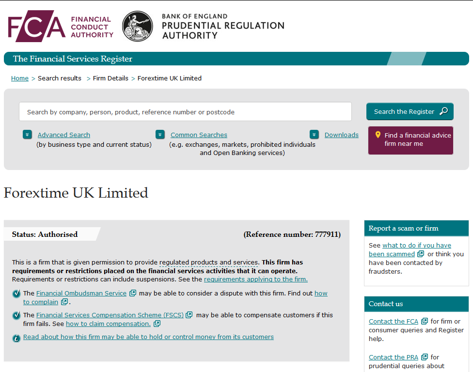 FXTM Regulation with FCA