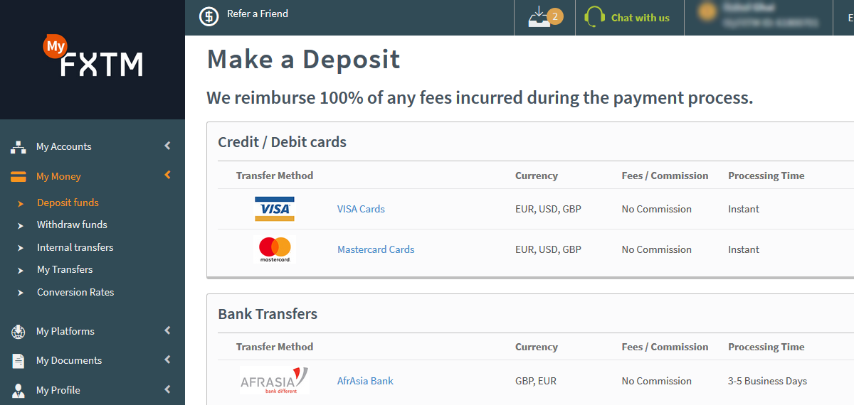 FXTM Make a Deposit