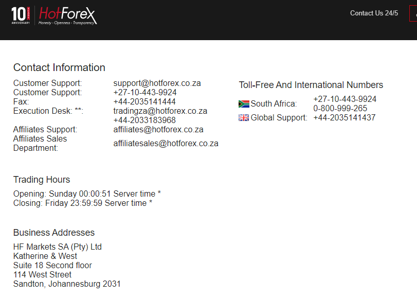 HFM South Africa Customer Support