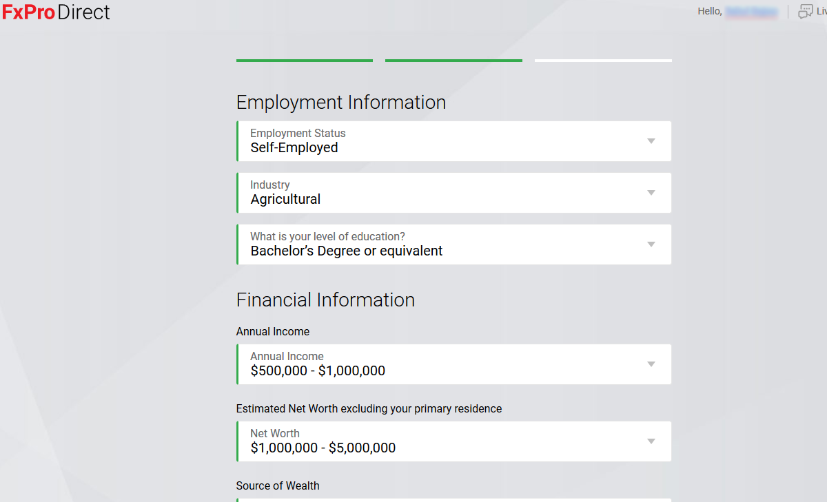 Fxpro Fill Employment Information