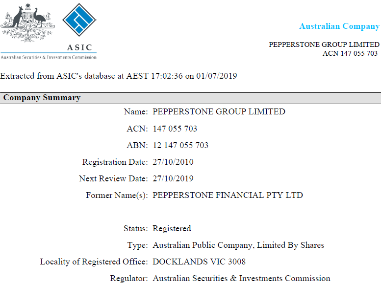 Pepperstone regulation with ASIC