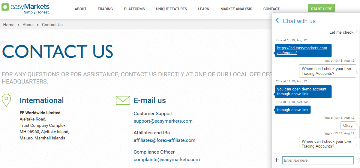 easyMarkets Customer Support