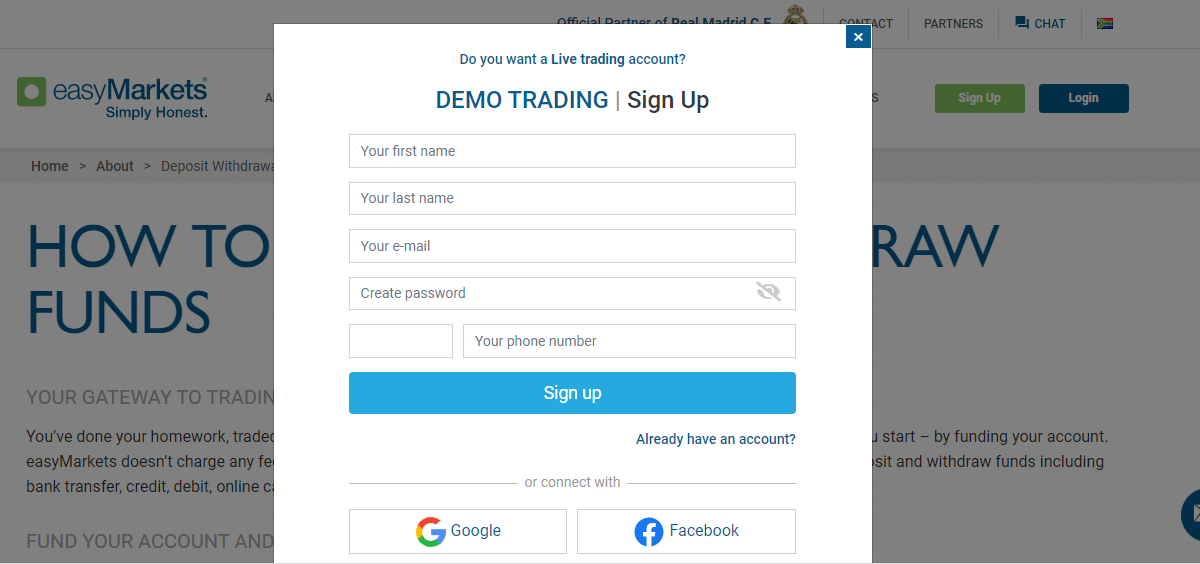 easyMarkets Demo Account