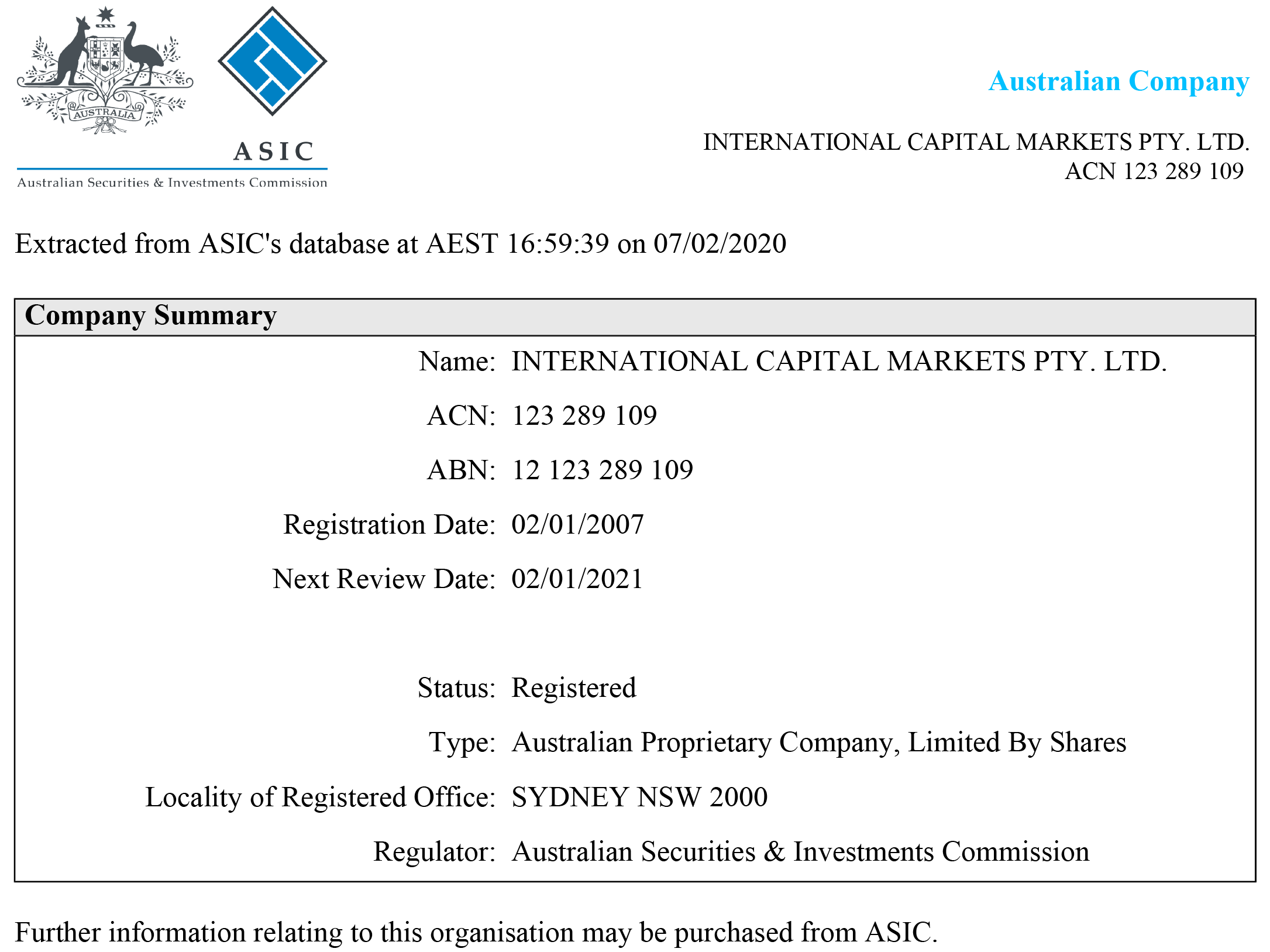 IC Markers ASIC Regulation