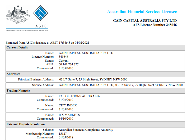 Forex.com is regulated with ASIC