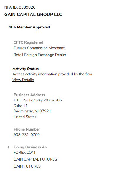 Forex.com NFA License