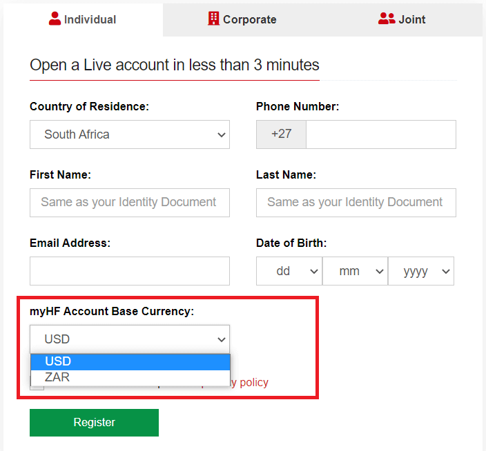 Forex Broker ZAR Account choose