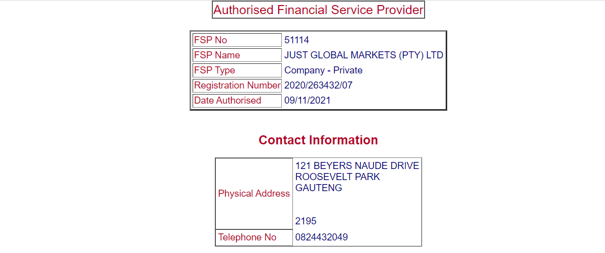 JustMarkets Regulation with FSCA