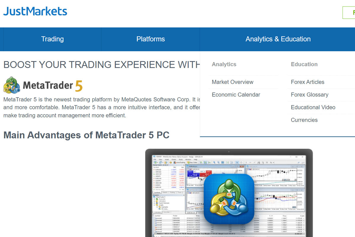 JustMarkets Trading Platforms