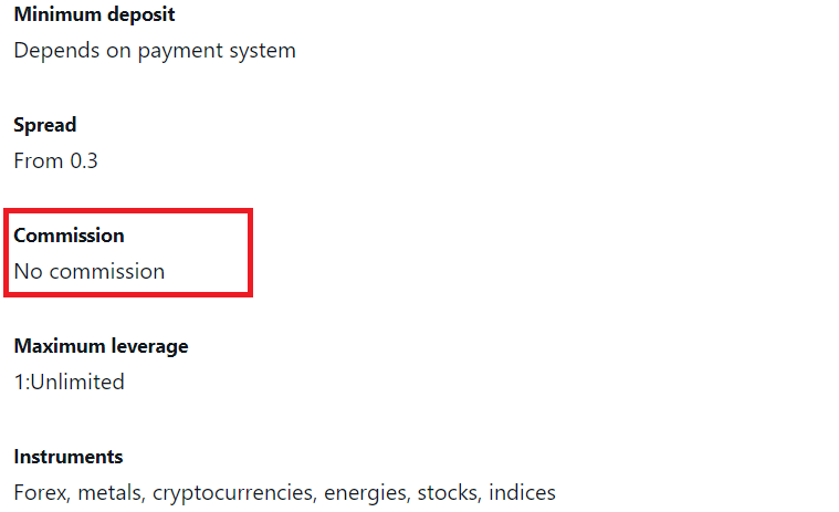 Commissions check at a Forex Broker